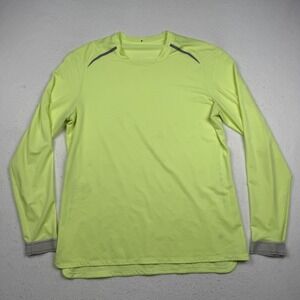 Lululemon Shirt Mens XL Yellow Long Sleeve Lightweight Reflective Running Top